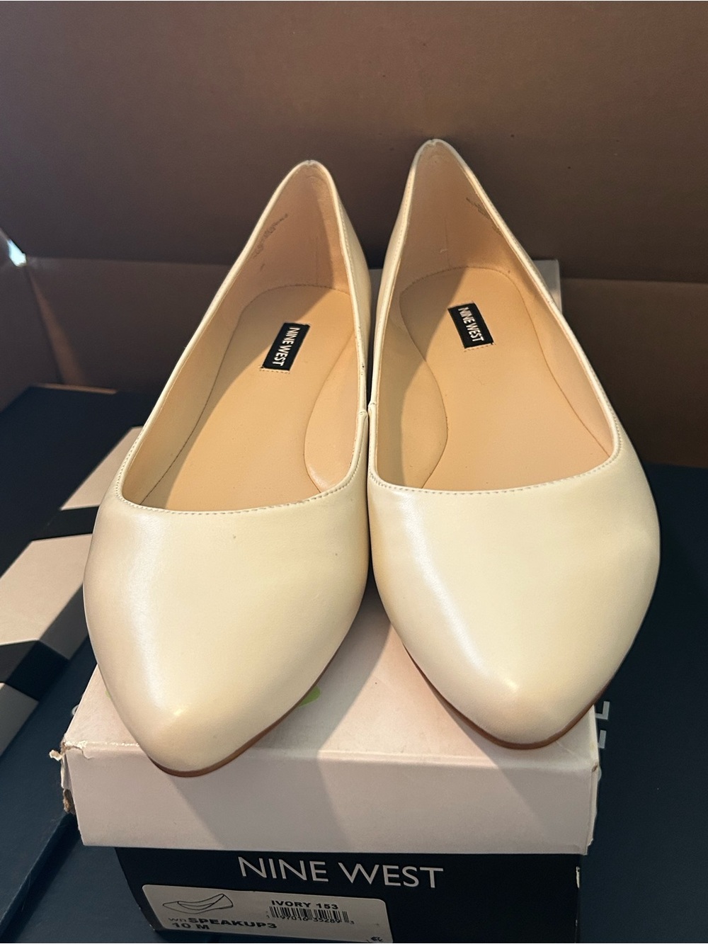 Nine West Cream Pointed-Toe Flat Shoes